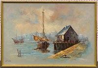 J. Martin Oil On Canvas Dock Scene