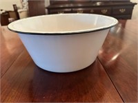Vintage White Enamelware Wash Bowl