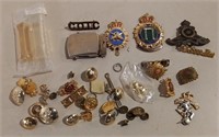 Assorted Metal Military Badges & More