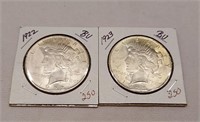 1922, ’23 Silver Dollars BU