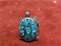 Silver & turquoise turtle ring.