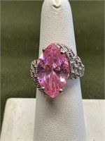 STERLING SILVER RING WITH PINK STONE SIZE 7