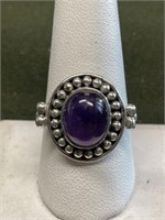 STERLING SILVER RING WITH AMETHYST SIZE 10