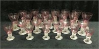 Vintage Pink Frosted Liquor Glasses