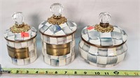 3- MacKenzie Childs Check Enamel Canisters