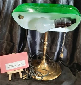 Green Glass Bankers Lamp