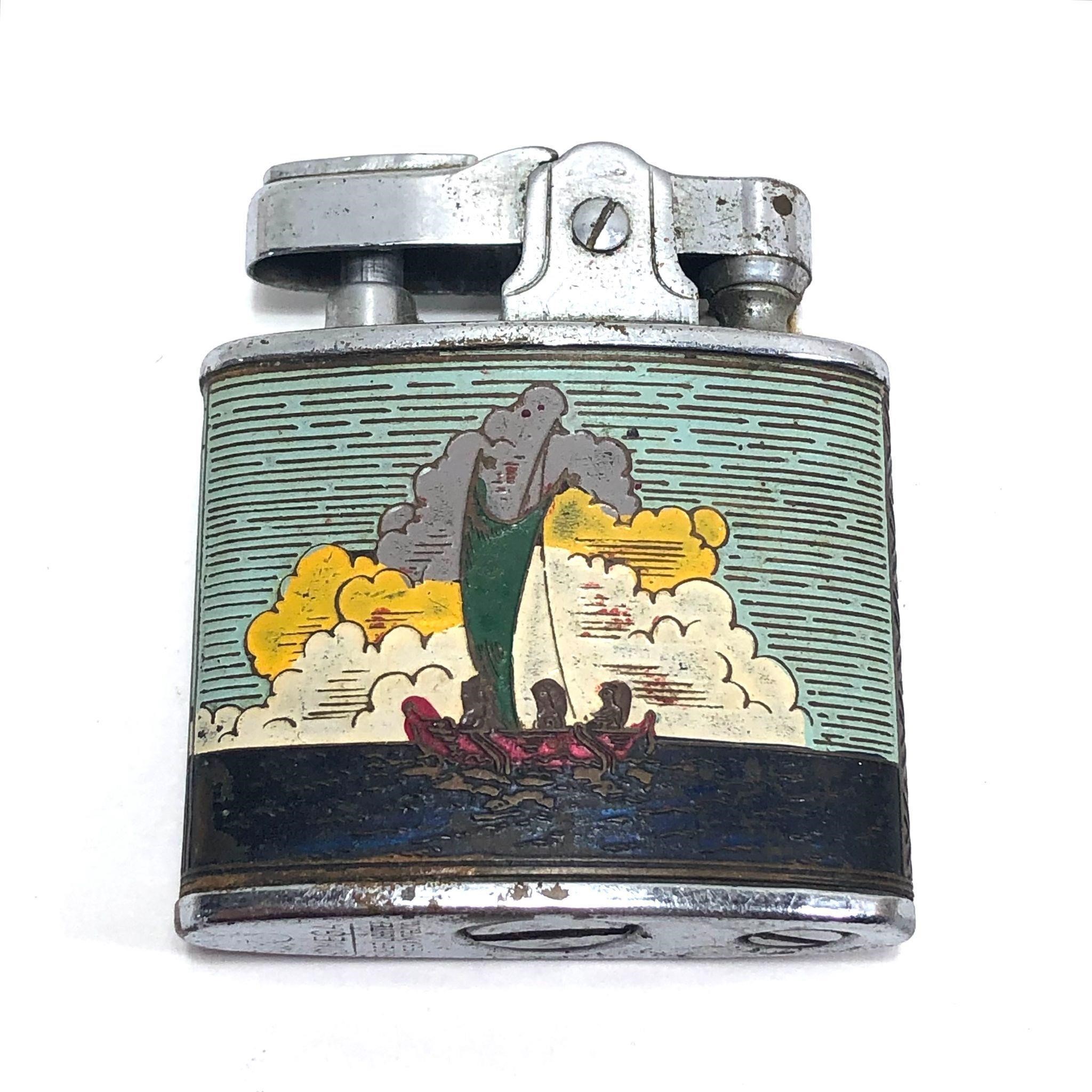Vintage Tobacco Lighter Guam Military Enamel