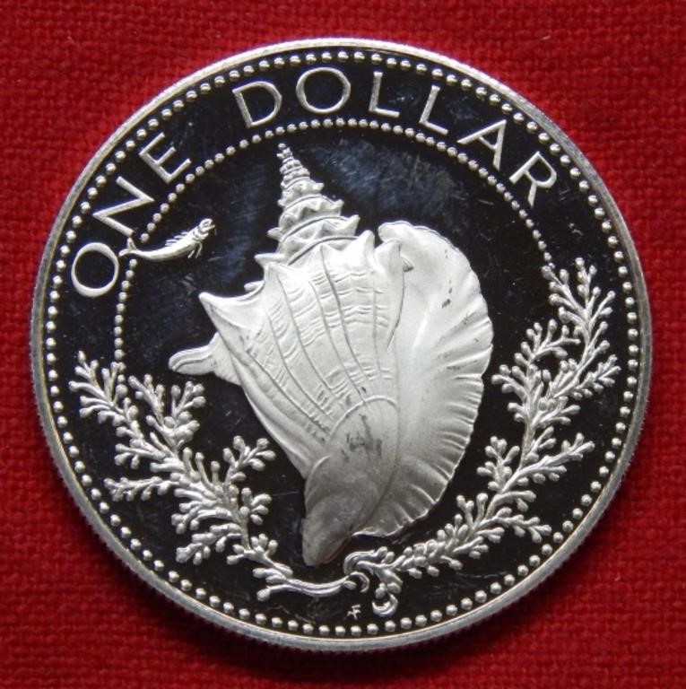 1974 Bahamas Silver Proof Dollar - Seashell Commem