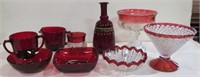 Group of Misc Red & Clear Glassware