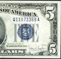 $5 1934 C Silver Certificate (UNCIRCULATED)