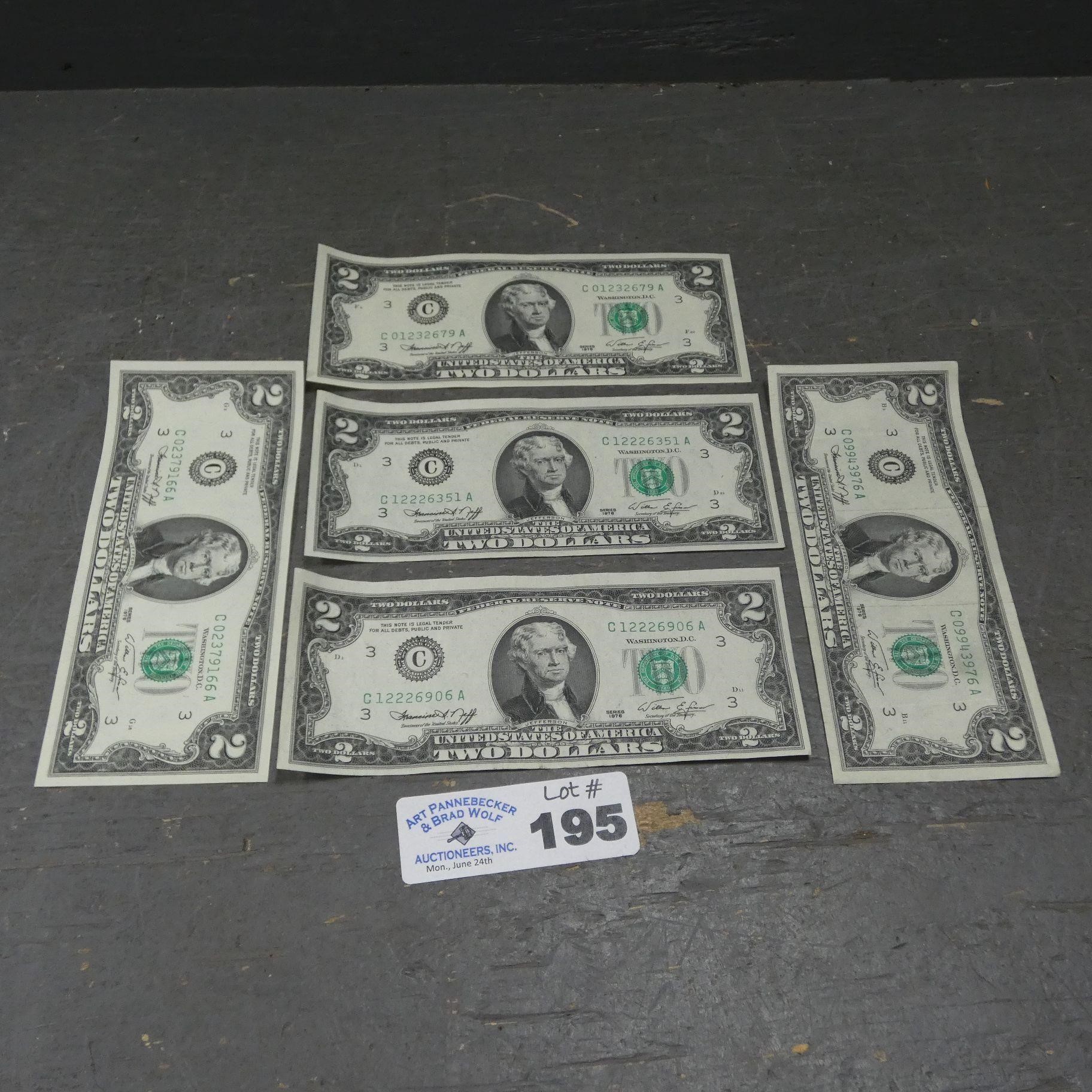 (5) $2 Bills / Notes
