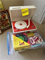 GE record player w/ disney records & tapes