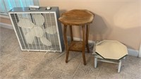 Fan, step stool, octagon table