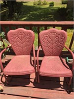 Red painted metal outdoor chair set