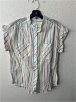 Vintage Shirt Stop Pastel Striped Blouse