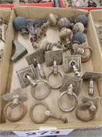 Deco plated brass ring drawer pulls - wooden drop