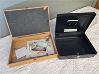X2 boxes- metal money box, wooden box.