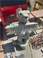 Wooden Bear carving Welcome sign