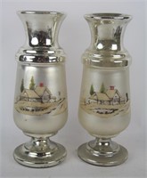 PAIR OF 19TH C. MERCURY GLASS VASES