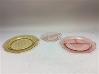 Pink & Yellow Depression Glass Plates