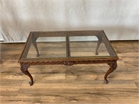 Carved Serpentine Leg Glass Top Coffee Table