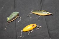 3 Collectilbe Fishing Lures Inc. Wooden Lure