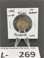 Silver 1945 Philippines 20 Cent