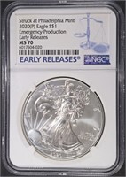 2020(P) AMERICAN SILVER EAGLE NGC MS70