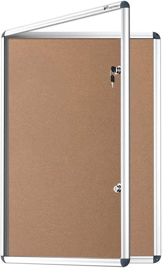 VIZ-PRO Tamperproof Lockable Cork Noticeboard