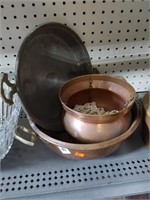 3 Copper Pots & Planter