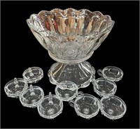 American Heisey 2 Pc Punch Bowl w’ Heisey Cups