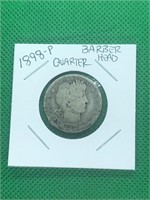 1898-P Barber Head Silver Quarter
