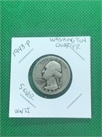 1943-P Washington Silver WWII Quarter