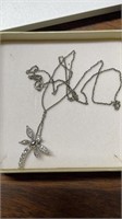 10k White Gold & Diamond Butterfly Pendant On 18"