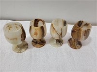 (4) Carved Marble Goblets