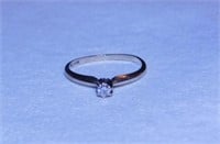 14K white gold diamond solitaire ring, size 6 -