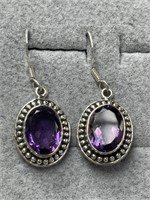 $220 Silver Amethyst 8.25G (13.5ct) Earrings