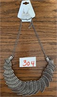 Unique Silver Tone Boutique Necklace and Earring