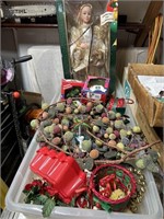 Christmas Decorations & Angel in Tote