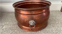 Copper Bucket with Lion Handles 12”x7.5”