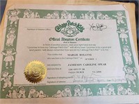 1985 Cabbage Patch Kids Adoption Certificate