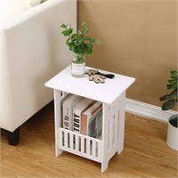White Modern Bedside Table - Nightstand  Plant Sta