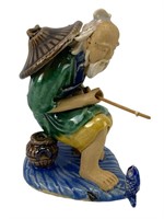 Chinese Fisherman "Mud Man" Figurine With Fish