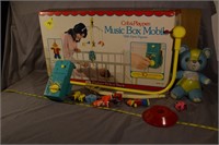 70: Fisher Price crib, playpen music box mobile