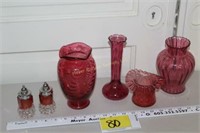Cranberry Glassware Pieces