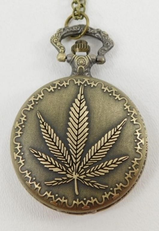 Vintage Bronze Leaf Pocket Watch