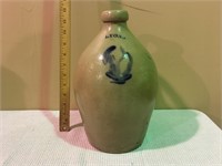 LYONS NY JUG WITH BLUE DECORATION