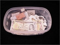 Container of foreign coins