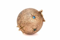 10K GOLD AND GEMSTONE-SET BALL PENDANT, 19.3g