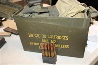 192 rds.30-06 M1 Ammo w/ Clips, Bandoleers, can